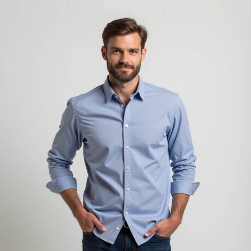 קטלוג חולצת גבר מכופתרת עם שרוול ארוך